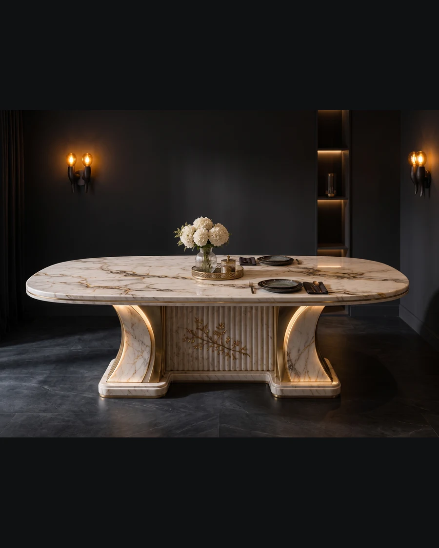 Hiranya — Indian Statuario, gold vein