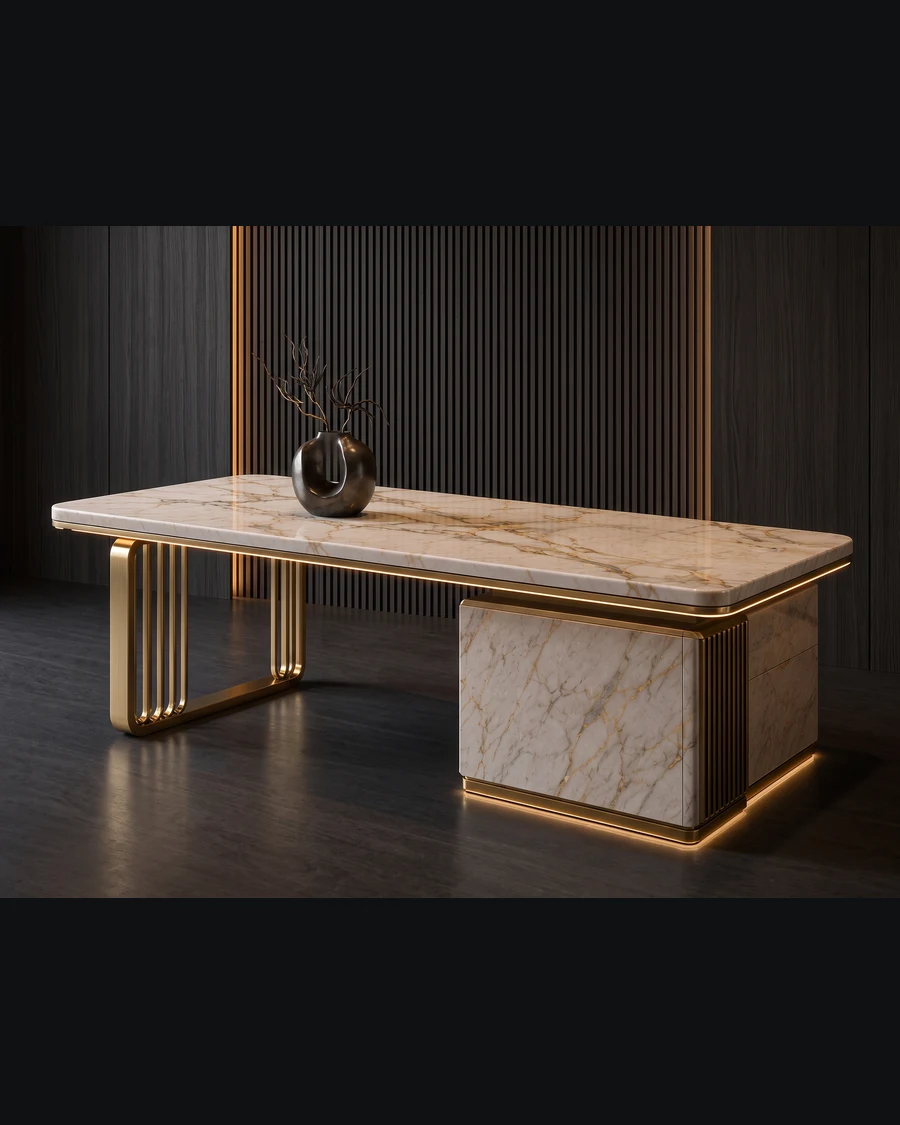Lipi — Indian Statuario, gold vein