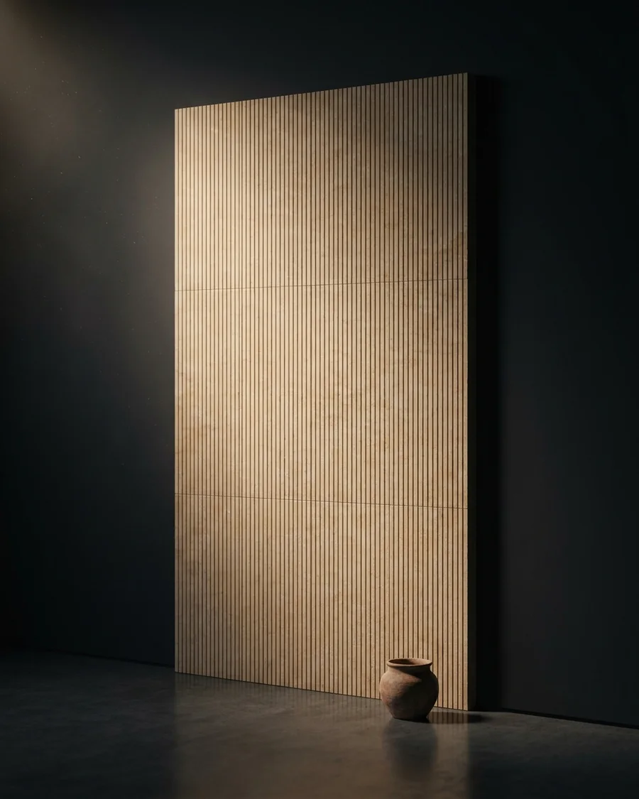 Rekha — Dholpur Sandstone · reeded, 240 × 120 cm