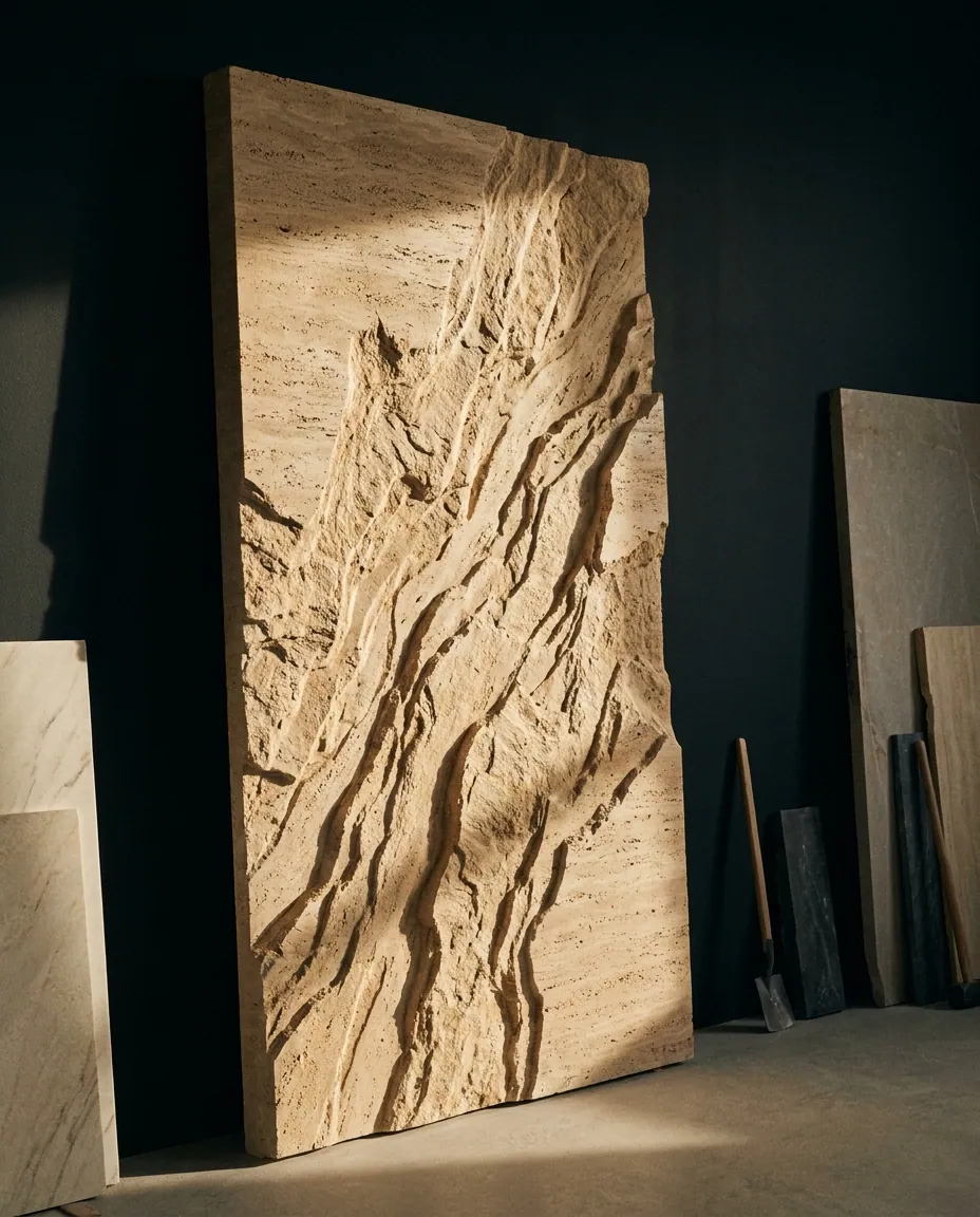 Stara — Travertine · modular fluting