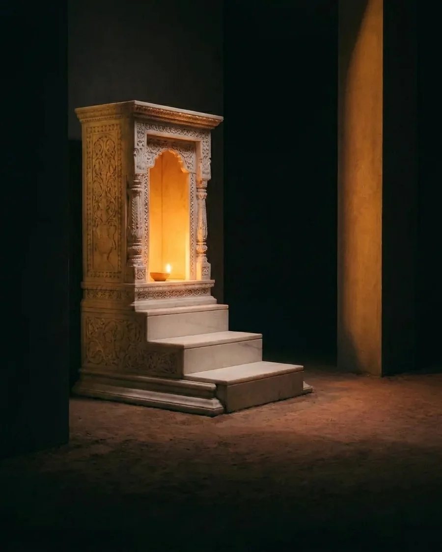 Garbha Mandir in Makrana White Marble — seen from another angle