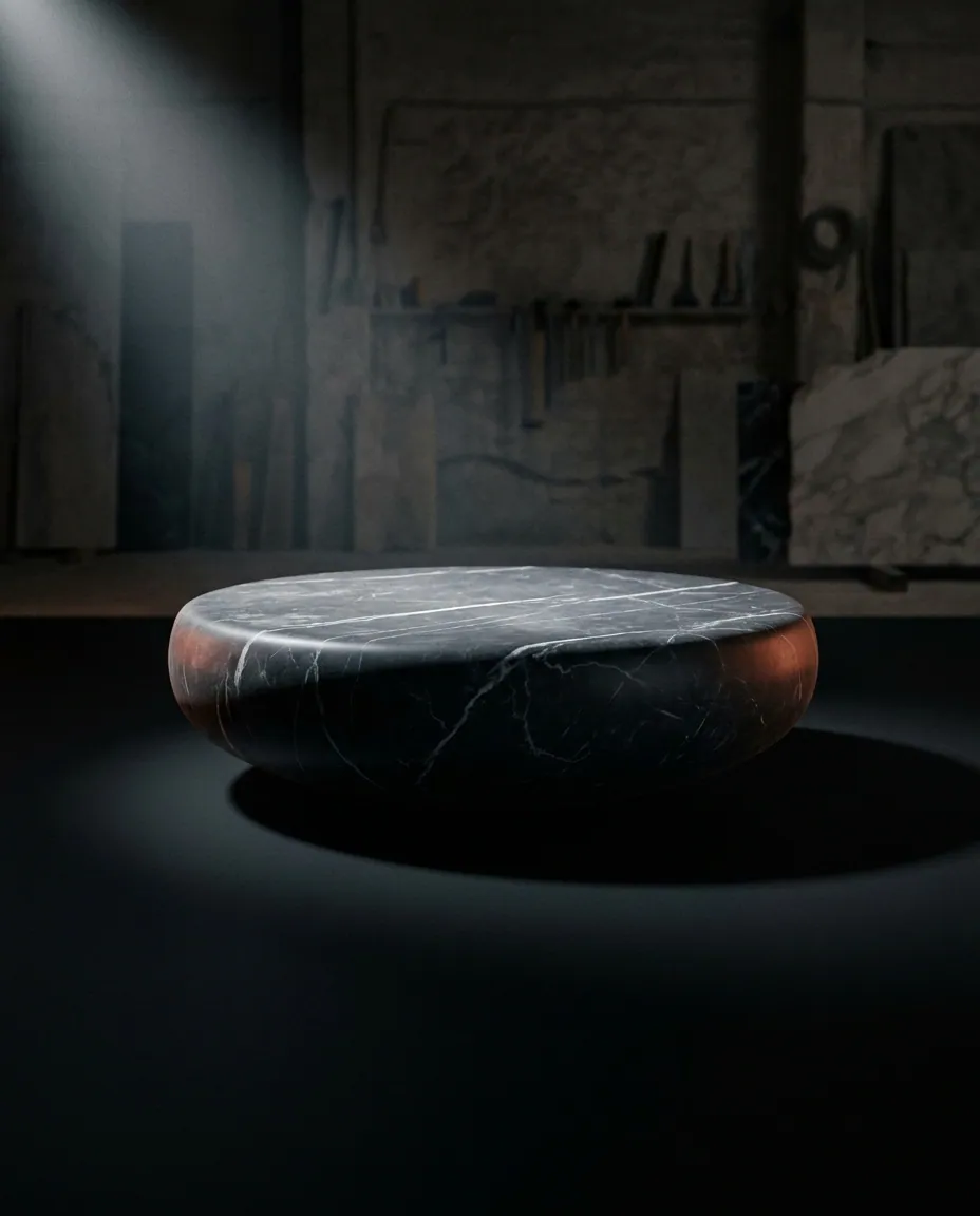 Chandra — Indian Grey Marble · Ø 100 cm